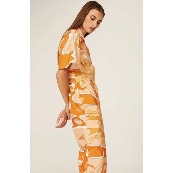 Sara Battaglia Abstract Collared Jumpsuit Rent the Runway Preloved S - Picture 4 of 6